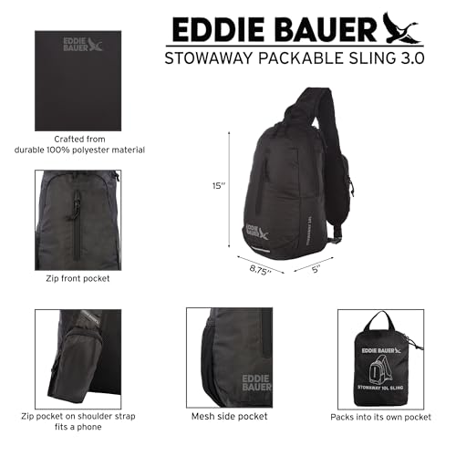 Eddie Bauer Stowaway Packable Sling Bag | Travel | Outdoor | Lightweight | Compact | Ripstop Nylon, Port Red-10L - color: Port Red