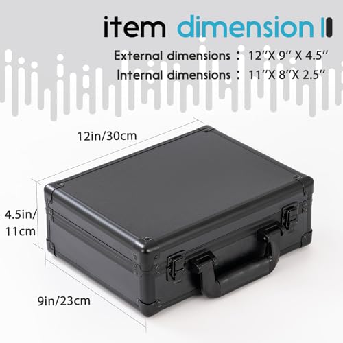 Small Hard Case with Pluck Foam Interior for Pisto l, GoPro,Microphone, Camera, and More - Outer Size 12.2 x 9 x 4.5 Inches, Black - color: 12.2 x 9 x 4.5