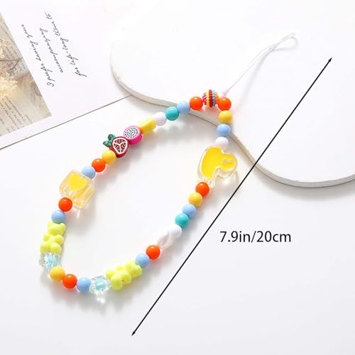 Beaded Phone Lanyard Wrist Strap Phone Charms Fixed Beads Pearl Chain - color: PC-hdj-3