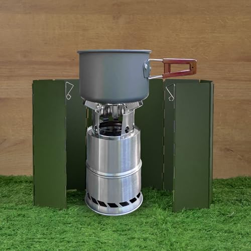 LinkWhere Camping Stove Windscreen – Heavy Duty Foldable Wind Guard with Carry Bag, Heightening and thickening plate, Portable Windproof Shield for Backpacking, High Altitude & Outdoor Grilling