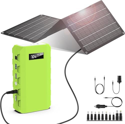 Powkey 24000mAh Portable Power Station with Panels Included 30W - color: Green+black