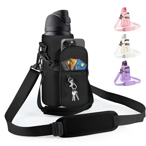 Water Bottle Carrier Bag with Strap, Fits Owala FreeSip 24/32 oz - color: Black, size: 24 ounce