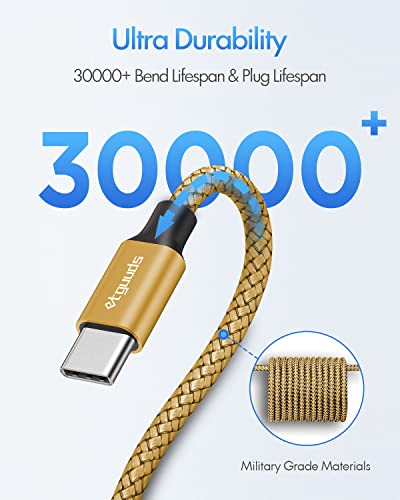 etguuds USB C to USB C Cable 3ft, 2-Pack 60W C to C Cable Fast Charging | for iPhone 17 16 15 Pro Max Plus Air, Samsung Galaxy S26 S25 S24 S23, USBC iPad MacBook Charger Cord Type C, Pixel, Gold - color: Gold, size: 3ft