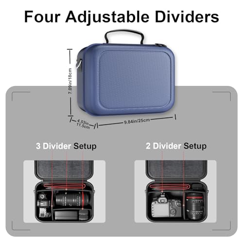 ProCase Hard Shell Camera Case for Canon Rebel T7 -Navy | Soft Padded Bag with 1 Shoulder Strap and 3 Adjustable Dividers for Digital Camera EOS R100/R50/DSLR/SLR/Nikon/Sony - color: Navy