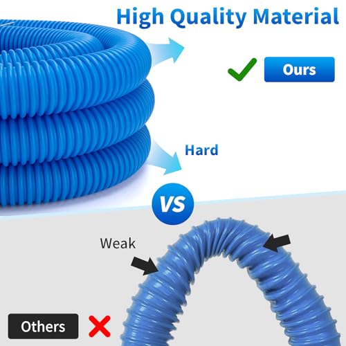 1.25 x 59 Inch Pool Hoses for Above Ground Pools,Pool Filter Pump Hoses,Compatible With Intex Filter Pump 607,637 With 12 Metal Clamps（3 Pack）