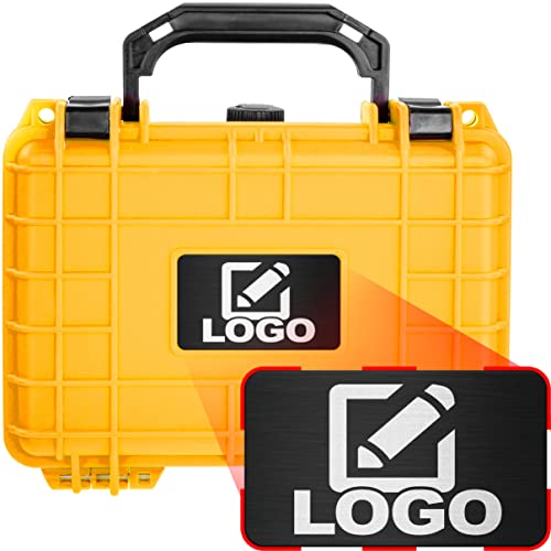 Eylar Protective Gear and Camera Hard Case with Custom Logo Engraved Plate TSA Approved 8.12 inch 6.56 inch 3.56 inch, Customizable Pluck Foam, Lockable for Cameras, Lenses, Drones, Gear (Yellow) - color: Yellow