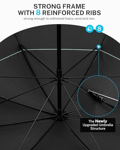 Gonex 62/68/72/80 Inch Golf Umbrella, Auto Open, Windproof, UV Protection - color: Mint Green/ Black UV Coating, size: 80 inch