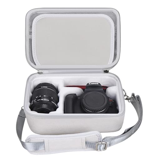 FBLFOBELI EVA Camera Case for Canon EOS Rebel T7/T8i/T5/R50/R100 | Hard EVA Shell, Shockproof & Water-Resistant, Custom Molded Interior, Detachable Shoulder Strap, Travel Storage Bag, Gray - color: Gray