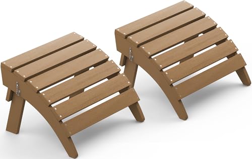 SERWALL Folding Adirondack Ottoman Set of 2, Adirondack Footrest Without Assembly for Adirondack Chair, Brown - color: Brown, size: 2 Pcs