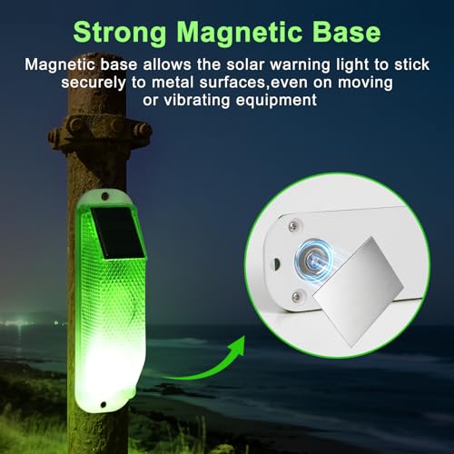 Aolyty Solar Warning Lights, Magnetic Base Beacon Light 4 Pack, Green | IP54 Waterproof Caution Light Auto On Off for Barricades, Construction Sites, Traffic Safety - color: Green
