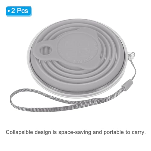 PATIKIL Collapsible Travel Cup, 2 Pack 270mL Travel Folding Cup with Lid Silicone Portable Drinking Cup for Traveling Camping, Gray - color: Gray