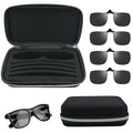 Clip on Case for Glasses, Clip on Sunglasses Case, Glasses Organizer for Clip-on, Semi Hard Shell Zipper Ultra-Light 4 Slots