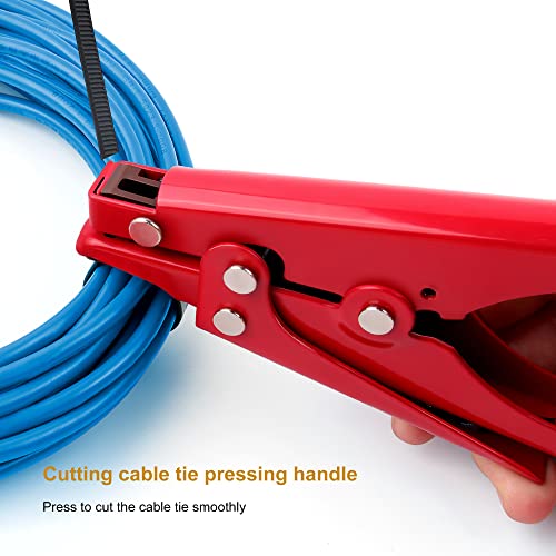 Zip Tie Tool and Tensioning and Cutting Tool for Plastic Nylon Cable Tie or Fasteners up to 0.37 Inches - color: Red