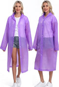 2-Pack Reusable Rain Ponchos for Adults, HOOMBOOM Raincoats Emergency for Women/Men with Drawstring and Sleeves - color: Purple