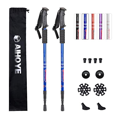Aihoye Hiking Trekking Poles, 2 Pack Walking Hiking Sticks for Men &Women - color: blue