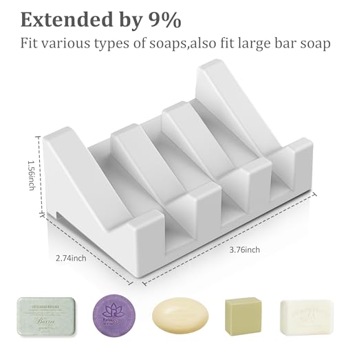 Silicone Soap Dish,1PCS Self Draining Soap Holder,White | Self draining silicone soap dish with drainage,waterfall design keeps bar soap dry,extended soap holder for shower,bathroom - color: 1*white