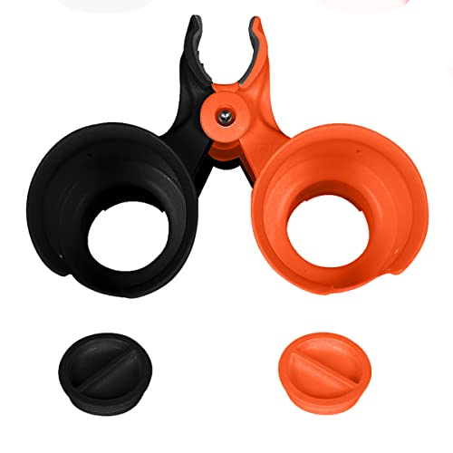 ROBOCUP, (Orange & Black), Patented Clamp On Boat Cup Holder |Multifunction Dual Drink Caddy for Fishing Poles, Tools, Net, Gaff |Portable Storage for Boating, Beach, Umbrellas, Golf Carts, Strollers - color: Black & Orange, size: Standard Spring