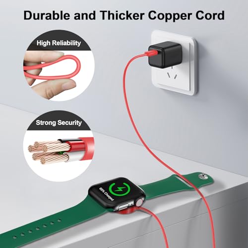 2026 Upgraded Magnetic Fast Charging Cable for Apple Watch Charger - color: Red, size: 1.0M