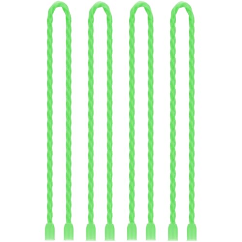 4Pcs 24-inch Silicone Cable Ties Reusable Steel-Core Silicone Twist Colorful Cable Tie Straps for Bundling and Organizing, Bendable Holder Strap for Indoor and Out All Purpose, Bright Green - color: Bright Green, size: 24 Inch
