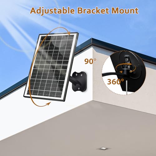 Zivif 13W Solar Panel for Security Camera, USB-C/USB & 5.5x2.1mm DC Port | Solar Charger Compatible with 5V Battery Powered Camera, 360° Adjustable Mount, IP66 Waterproof, 7.2FT Cable, Black - color: 13W Black