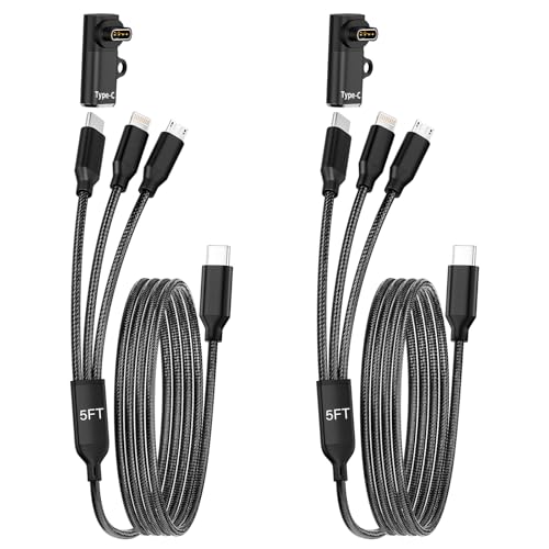 3 in 1 Multi Charging Cable for Garmin Watch Charger, 2Pack 4FT | USB A/C Universal Charging Cords for Garmin Watch/iPhone17-5/Galaxy/Tablets/PS,Home,Office,Cruise Vacation Camping Essentials - color: Black, size: 4FT