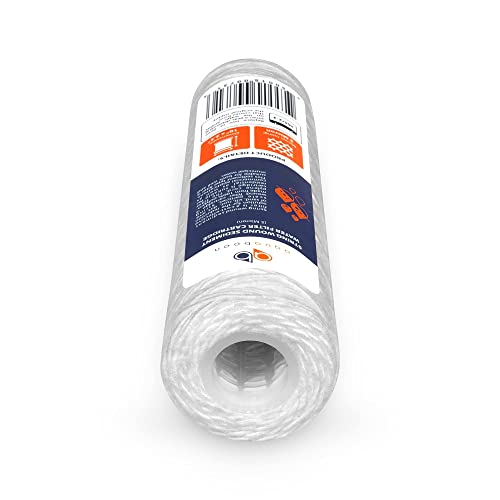 Aquaboon Whole House 5 Micron 10 x 2.5 String Wound Sediment Water Filter Cartridge Replacement Compatible with Well Water Filter WHKF-WHSW, 6-Pack - size: 6 Count (Pack Of 1)