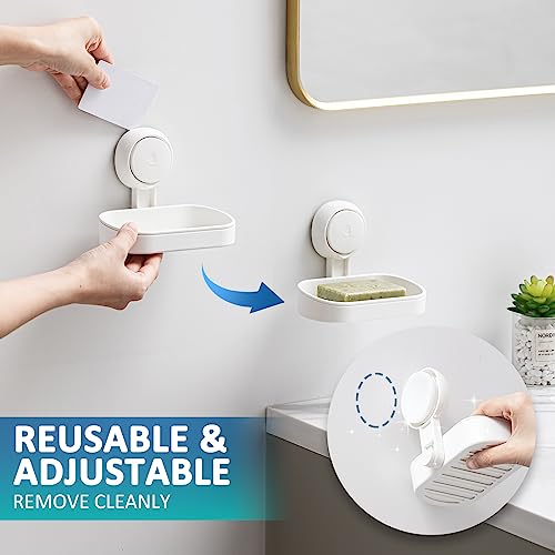 TAILI Soap Holder, Soap Dish for Shower Suction Cup, Bar Soap Holder, White | 2 Set Removable Soap Holder Shower, Soap Tray for Shower Wall, No drill Sponge Holder, Bathroom & Kitchen, Bath Accessories - color: White, size: 2 Set