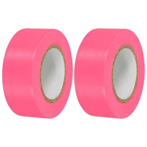 Flagging Tape 1.5" x150', 2 Pack PVC Non-Adhesive Neon Marking Tape for Tree Survey Boundaries Outdoor Trail, Pink