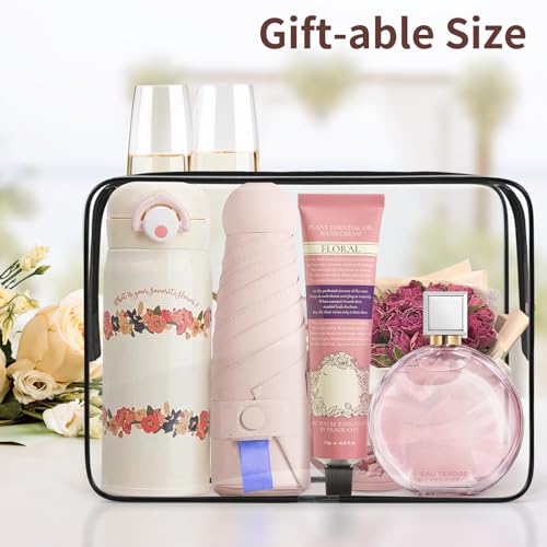 TISRATOK 12 PCS Clear Makeup Bags with Zipper, TSA Approved Toiletry Pouch - color: Black, size: Large