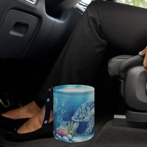 Ocean Turtle Car Trash Can Waterproof Car Garbage Can Car Seat Back Hanging Trash Bag Portable Camping Garbage Bin Storage Bag Collapsible Trash Container for Car Kitchen 5.9 x 7.3 in - color: Turtle ocean