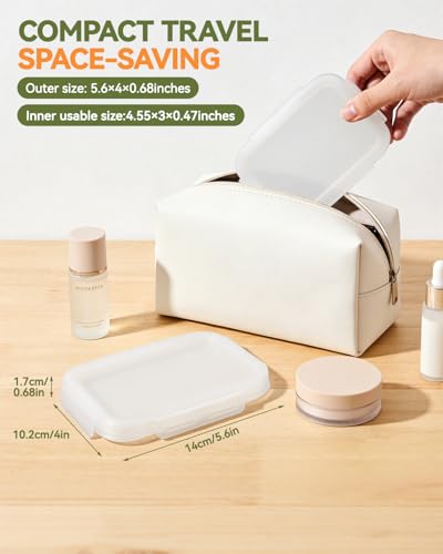 Compact Leakproof Silicone Travel Soap Case, Compressible Bar Soap Holder for Travel with Clear Design, Portable Soap Container for Gym, Camping & Home