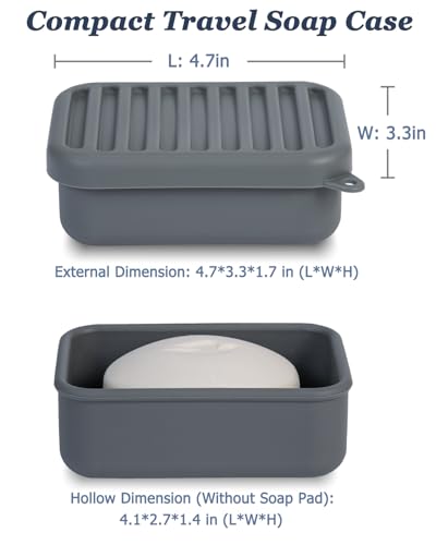 HighHerz Superior Leak-Proof Silicone Travel Soap Case, Portable Soap Container with Draining Layer, Durable Soap Box, Shatter-Proof Soap Holder for Bathroom, Gym, Travel Size Toiletry (Dark Grey) - color: Dark Grey