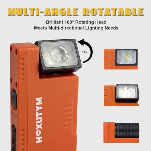500lm Small Flashlight EDC Clip-on Rechargeable Mini Pocket Light | Magnetic Work Light with 180° Rotatable Clip & RGB Emergency Mode for Camping, Hiking, Repairs, Walkies, Orange - color: Orange