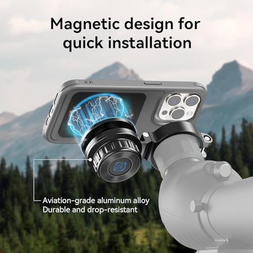 APEXEL Magnetic Telescope Phone Adapter, 45-55mm Aluminum Foldable Photo Adapter Fits All Smartphone, Universal Phone Mount for Binocular, Monocular, Microscope, Spotting Scope