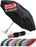Raintrend Windproof Travel Umbrellas for Rain Automatic +10% Bigger Canopy Strong Frame Compact Folding Portable Umbrella for Women Men Backpack Purse - color: A Black&Brown