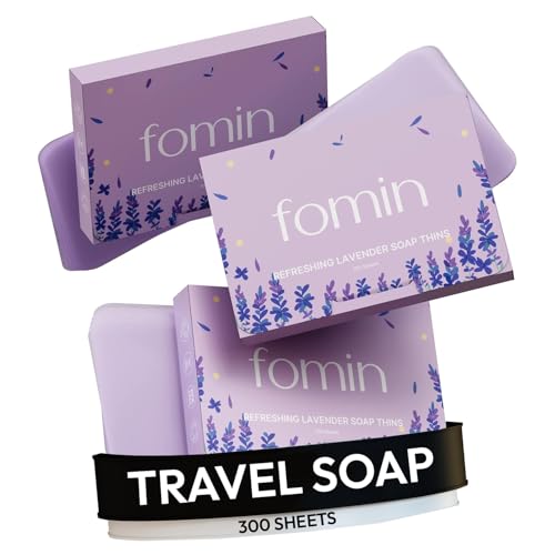 FOMIN Paper Soap Sheets for Hand Washing - 300 Lavender Travel Soap Sheets - color: Lavender (Pack of 3)
