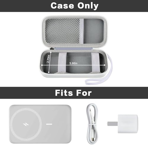 Case for Anker Magnetic Battery 10,000mAh Foldable Wireless Portable Charger, 633/622/621/321 5,000mAh Power Bank (MagGo) Holder, Storage for Baseus Power Delivery -Case Only (White, Medium) - color: White, size: Medium