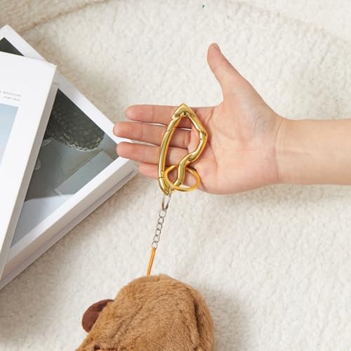Cute Y2K Carabiner Keychain Clips Irregular Cool Multi-Use Large Heavy Duty Carabiner Hook Key Ring Outdoor Accessories Buckle - color: Gold Tone