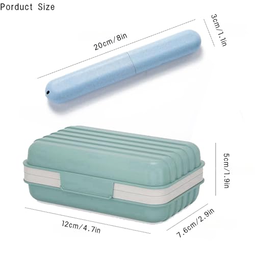3Pcs Travel Soap Case and 3Pcs Toothbrush Travel Case Set,Leakproof Soap Dish with Lid Portable Toothbrush Holder for Traveling, Camping, Bathroom- Waterproof Drawstring Bag for Boot Backpack