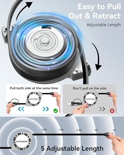 3 in 1 Retractable Charging Cable, USB A/C Charging Cable | [60W 2Pack 4Ft] , with Type C/Lighting/Micro USB Ports for Cell Phones/IP/Galaxy/PS/Tablets/iPads - size: A TO 60W:1PACK