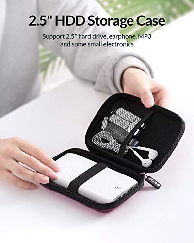 ORICO Hard Drive Case 2.5 inch External Drive Storage Carrying Bag Waterproof Shockproof with Inner Size 5.5x3.5x1.0inch for Organizing HDD and Electronic Accessories, Purple(PHD-25) - color: Purple