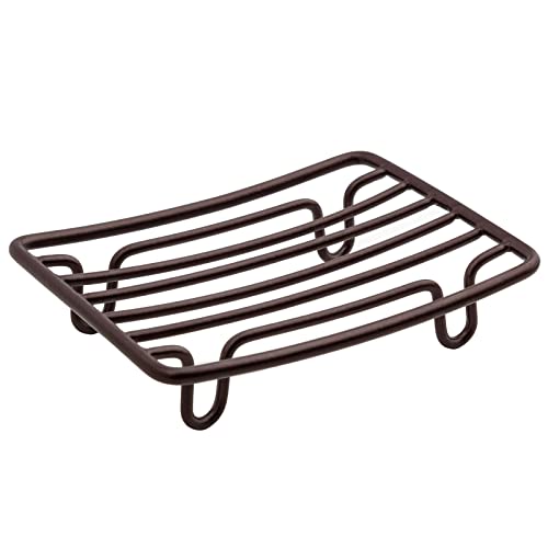 Bar Soap Dish Holder for Shower Bathroom Stainless Steel Rust Proof Self Draining, Bronze-1 Pack - color: Bronze-rectangular 1p