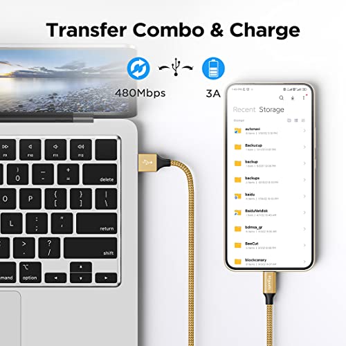 etguuds 6.6ft USB A to USB C Cable, 2Pack Fast Charging Cord Type C Charger - color: Gold, size: 6.6ft