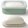 AIMAIMAIMAI Compact Leakproof Travel Soap Case, Silicone Travel Soap Bar Container, Portable Soap Box with Drainage Layer for Camping, Gym (Light Green) - color: Light Green