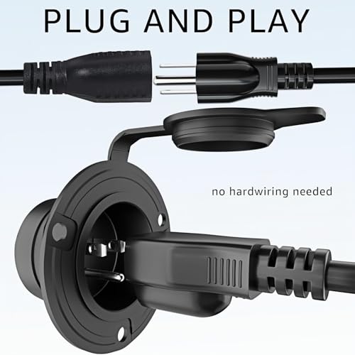 RV Shore Power Inlet Charger Plug,15A AC Port Plug14 AWG 125V Power Socket
