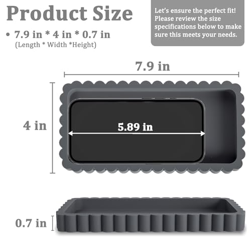 Small Silicone Bathroom Vanity Tray, Sink Caddy for Dish Soap Dispenser, Sponge Holder for Kitchen Sink, Rectangle Bathroom Countertop Organizer for Perfume, Jewelry, Candle (7.9” * 4”, Dark Grey) - color: Dark Grey, size: 7.9" x 4" x 0.7"