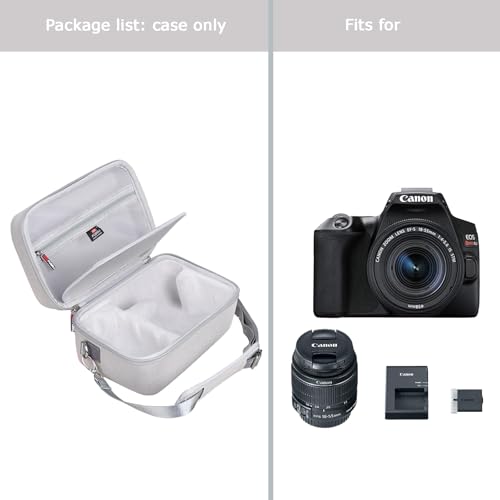 FBLFOBELI EVA Camera Case for Canon EOS Rebel T7/T8i/T5/R50/R100 | Hard EVA Shell, Shockproof & Water-Resistant, Custom Molded Interior, Detachable Shoulder Strap, Travel Storage Bag, Gray - color: Gray