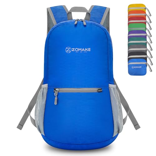 ZOMAKE Lightweight Packable Backpack, Foldable Small Travel Day Pack - color: Dark Blue