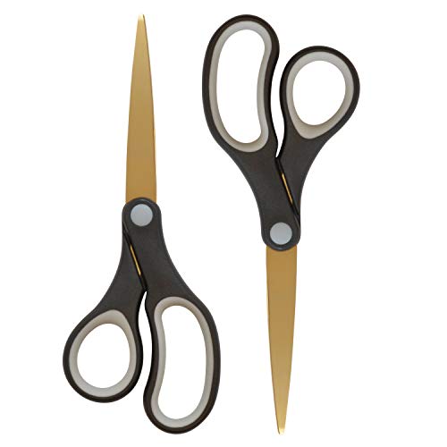 Westcott 55847 8-Inch Titanium-Bonded Scissors For Office and Home, Black/Gold, 2 Pack - size: 2-Pack