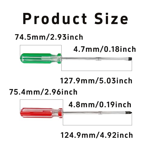 4Pcs 5mm Magnetic Screwdriver Set, Phillips and Slotted Head Tips with 6 inch Steel Shaft, Professional Hand Tools for Computer Electronics Home Repair - size: 5*150mm